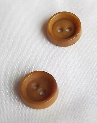 Set Of 2 Antique Buttons Vegetable Ivory Tan Recessed 2-Hole Vintage Sewing • $14.50