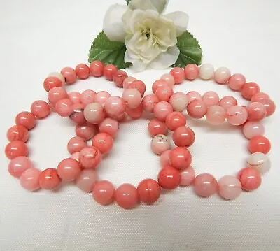 5 Pc. PINK JADE STONE BEAD BRACELET LOT • $14.50