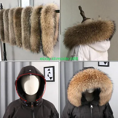 Real Raccoon Fur Collar Scarf Trim For DIY Hood Men Women Winter Down Coat Parka • $21.59