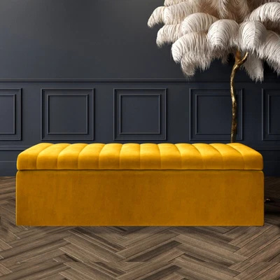 £130 • Buy Safar Large Ottoman Storage Box, Blanket Box, Velvet Shoe Bench, Window Bench