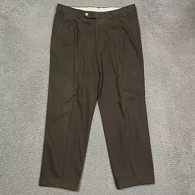 Ermenegildo Zegna Pants Mens 34 Brown Chinos Vintage Pleated Italy 34x28 • $41.92