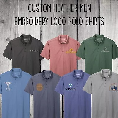 Ink Stitch Design Your Own Custom Logo Texts Embroidery Heather Silk Polo Shirts • $33.99