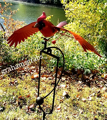 Metal Cardinal Balancing Rocker Stake Esschert Design Zyct817 Kinetic Motion • $74.95