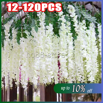 120x Artificial Fake Hanging Wisteria Silk Flowers Vine Plant Home Garden Decor • £12.26