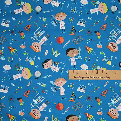 STEM Squad Science Math Boys Cotton Fabric 1/2 Yard #DC9716-BLUE • $3.70