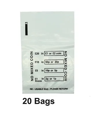 Plastic COIN BAGS No Mixed Coins Cash MONEY BANK Retail CHANGE Denominated Bag • £4.90