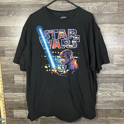 Disney Star Wars XXL Luke Skywalker Lightsaber Ep. 5 Graphic Tee Black Fifth Sun • $16.28