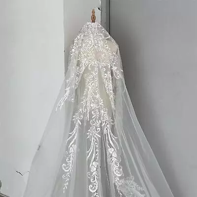 Sequins Wedding Veil Lace Bridal Veil Beautiful Cathedral Wedding Veil With Comb • $89