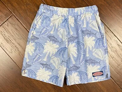 Vineyard Vines Boys Blue Print Lined Swim Shorts Trunks Size S EXCELLENT • $16