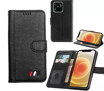 Xiaomi Redmi 10C Full Grain Finish PU Leather Wallet Case 3 Card Slots Stand • $9.50