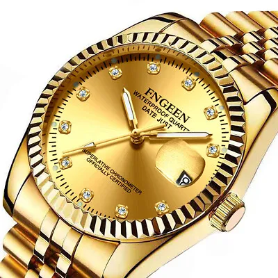 $12.49 • Buy Men's Watch Relojes De Hombre Gold Stainless Classic Small Dial Steel Quartz .