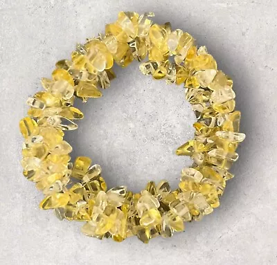 Natural Citrine Nuggets Gemstone Interwoven Double Strand Elastic OSFM • $21