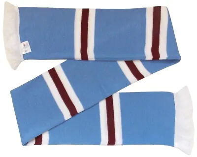 Manchester City Supporters Sky Blue White Claret Retro Style Scarf - Made In UK • £8.99