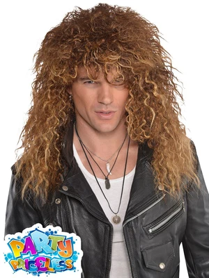 £10.99 • Buy Mens Glam Rock Wig Bon Jovi 1980s Punk Adult Fancy Dress Costume Accessory 