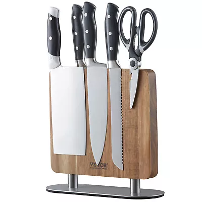 VEVOR 10  Magnetic Knife Block Storage Knife Holder Stand Acacia Wood Kitchen • $31.99