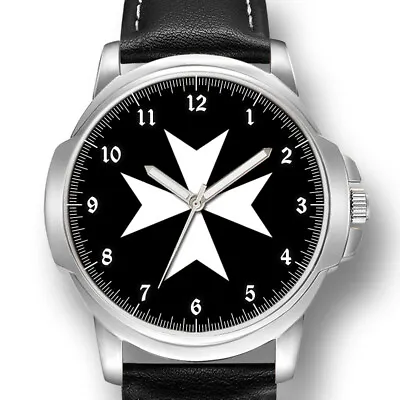Knights Of Malta Maltese Cross Masonic Mens Wrist Watch Birthday   Gift Engraved • £30.95
