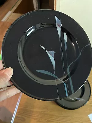 Mikasa Galleria Fk701 Opus Black Eight  Salad Plates Free Shipping • $75