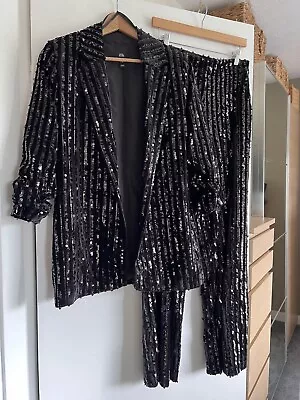 River Island Women’s Sequin Velvet Trouser Suit Size 10 • £60