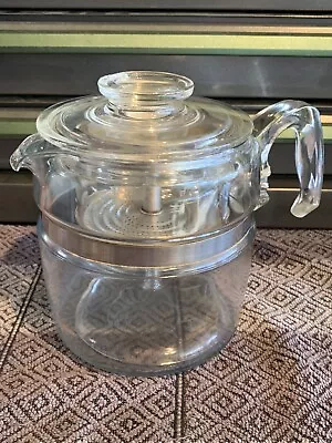 Vintage PYREX Flameware 6-Cup Glass Coffee Pot Percolator 7756B. 6-pcs. PreOwned • $44.95