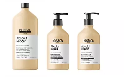 L'OREAL PROFESSIONNEL ABSOLUT REPAIR DUO Gold Quinoa 1500 Ml Shampoo 2 X 750 Ml • $119.95