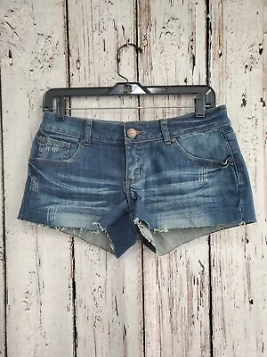 HHP Women's Size 26 I Love H81 Dark Wash Cut Off Denim Jean Short Shorts EUC • $5