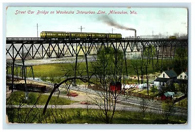 C1910's Street Car Bridge On Waukesha Interurban Line Milwaukee WI Postcard • $6.47