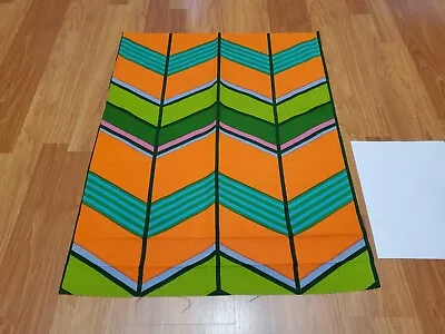 Awesome RARE Vtg Mid Century Retro 70s 60s Bright Org Grn Zig Zag Tall Fabric! • $26