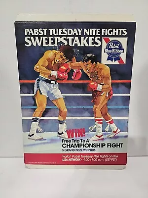 Vintage 1987 Pabst Blue Ribbon/PBR Cardboard Sign/Ad Easel Tuesday Nite Fights • $24.99