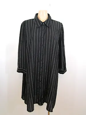 City Chic Size XL Black Pinstripe Button Up Shirt Dress • $23