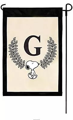 Peanuts Snoopy Monogram  G” Applique Garden Flag 12”x 18” • $12.99