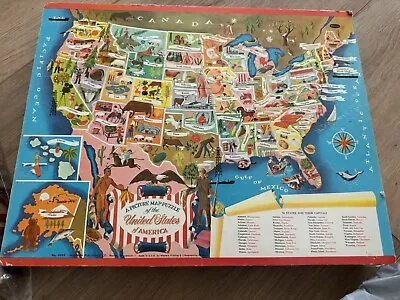 Vintage 1965 Picture Map Puzzle Of United States Whitman Publishing #4519 • $20