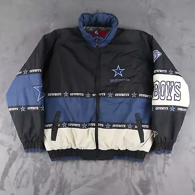 Vintage 90s Dallas Cowboys Pro Player Puffer Jacket XL Blue NFL Football • $44.88