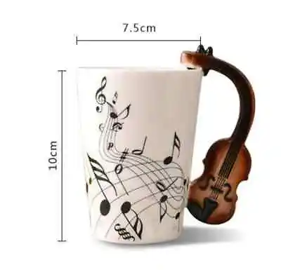 Music Violin Guitar Ceramic Drinkware Mug Coffee Tea Milk Stave Cups With Handle • $11.21