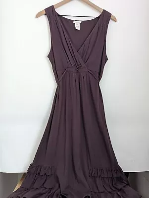 Sundance Catalog Dress Womens L Purple Ruffle Sleeveless Faux Wrap V-Neck Boho • $29.75