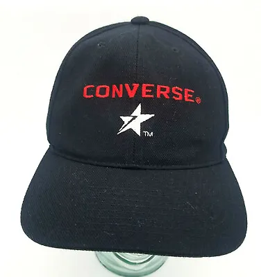 Vintage Converse Snapback Hat AJD Cap Corp Wool Black Red White Star • $71.93