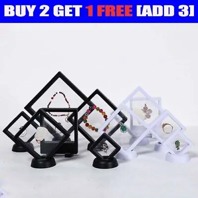 3D Floating Display Frame Clear Film Coin Cosmetic Jewellery Holder Box Stand • £1.08