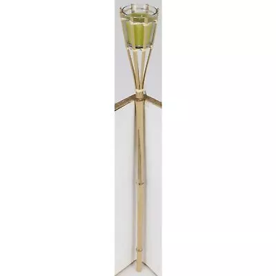 Bamboo Garden Torch Glass Spike Lantern Candle Decoration Ground Lights • £12.06