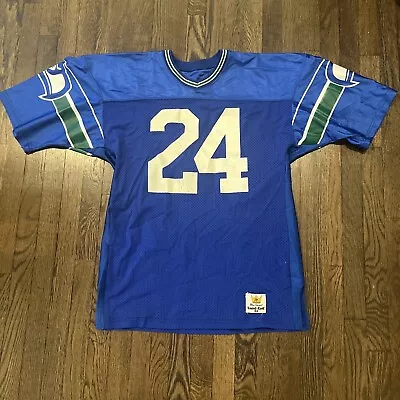 Seattle Seahawks Shawn Springs Jersey 44 Mens Sand Knit Vintage Blue • $120