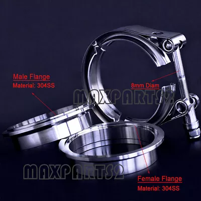 3.5  Inch V-Band Vband Clamp Stainless Steel Flange Kit For Exhaust Downpipe • $31.90