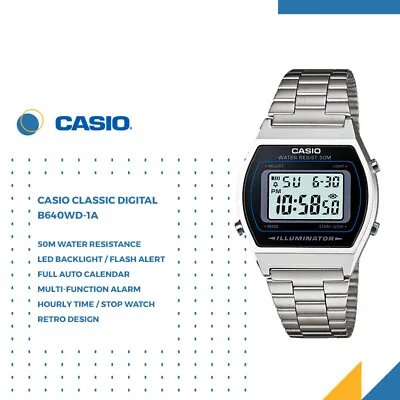 GENUINE Casio B640WD-1A Mens Womens Classic Retro Quatz Digital Watch FREE SHIP • $55