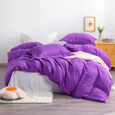 NTBAY 100% Brushed Microfiber Queen Duvet Cover Set 3 Pieces Super Soft Purp... • $39.11