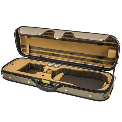 Luxury Euro-Style 4/4 Violin Case Oblong Brown/Light Brown/Tan Wood Case Strong • $159.99