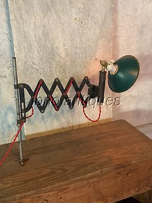 Custom Vintage Industrial Steampunk Accordion Table / Bench Lamp . Rewired • $495