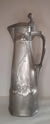 Art Nouveau Kayserzinn # 4658 Beer Pot Hopfendekor - Art Nouveau Beer Pitcher • £252.57