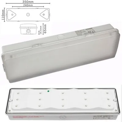 Outdoor Indoor LED Emergency Non Bulkhead Maintained Fire Exit IP65 Sign Light • £17.99
