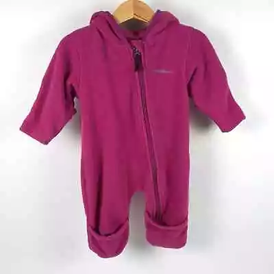 Eddie Bauer Hooded Convertible Zip Fleece Fuschia Pink Purple Bunting Size 3-6m • $19.99