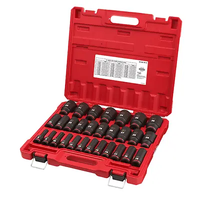 Milwaukee 49-66-7015 29 PC SHOCKWAVE 1/2  Dr Metric Deep 6 Point Socket Set • $189.99