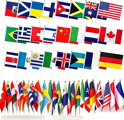 200 Countries International Stick Flags Of The World Small Mini Hand • $50.20