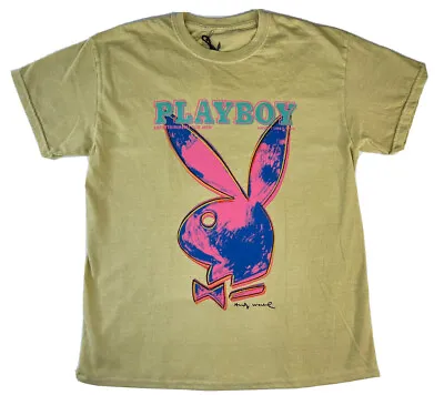Urban Outfitters Playboy Andy Warhol Logo T-Shirt Beige January 1986 Size Small • $7.79