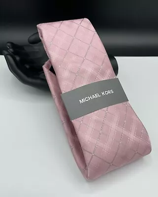 MICHAEL KORS Men's Silk Blend Tie ~ Pink ~ Plaids & Checks ~ MSRP: $69.50 • $21.99